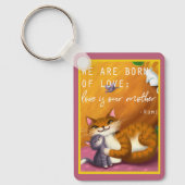 Storybook Mama und Baby Katzen Schlüsselanhänger (Vorderseite)