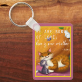 Storybook Mama und Baby Katzen Schlüsselanhänger (Vorderseite)