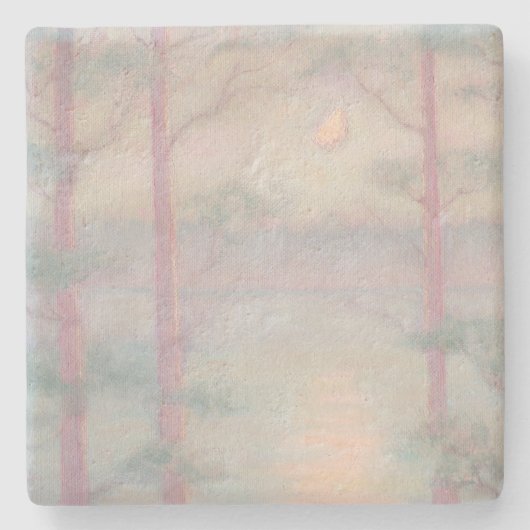 Storybook Moon Kalkstein Steinuntersetzer (Vorderseite)