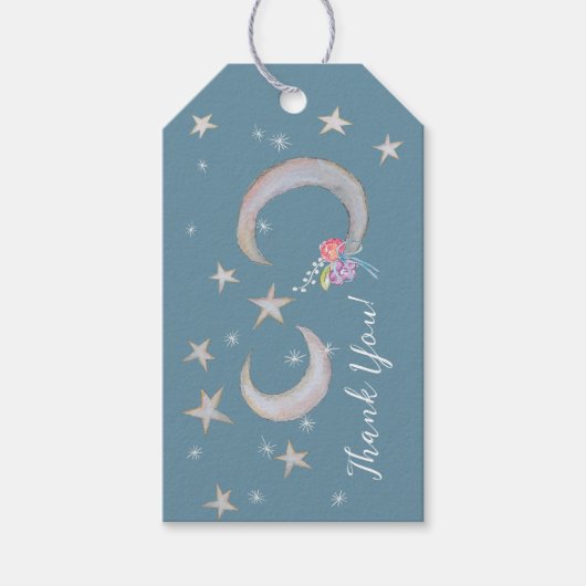 Storybook Moon Star Blume Vielen Dank Baby Shower Geschenkanhänger (Vorderseite)