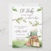 Storybook Neue Kapitel Buchbücher Kinderdusche Einladung (Vorderseite)