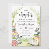 Storybook Neues Kapitel Baby-Dusche Einladung (Vorderseite)