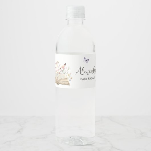 Storybook Neues Kapitel beginnt Babydusche Wasserflaschenetikett (Vorderseite)