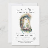 Storybook Neues Kapitel Buch Thema Babydusche Einladung (Vorderseite)