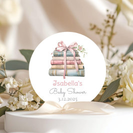 Storybook Neues Kapitel Rosa Bug Babymädchen Runder Aufkleber