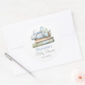 Storybook New Chapter Blue Bow Baby Boy Dusche Runder Aufkleber (Umschlag)