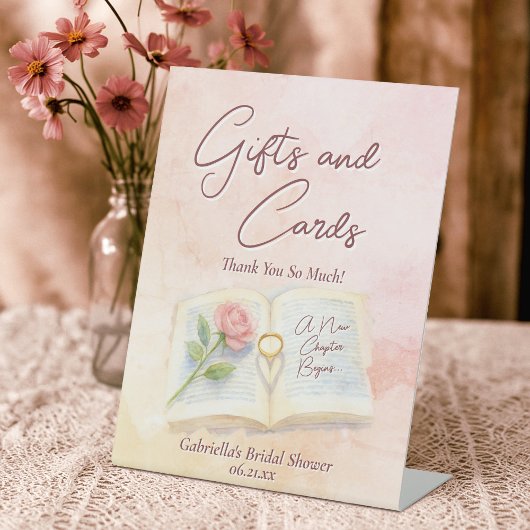 Storybook New Chapter Brautparty Geschenke & Cards Sockelschild