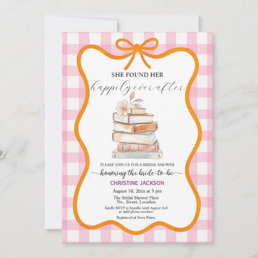 Storybook 'New Chapter' QR Code Bridal Shower Einladung (Vorderseite)