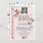 Storybook Pink Floral Girl Drive by Baby Shower Einladung (Vorne/Hinten)