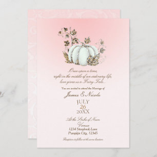 Storybook Pink & White Pumpkin Fairy Tale Wedding Einladung