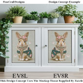 Storybook Rabbit in Floral Dress EV8L Decoupage Seidenpapier