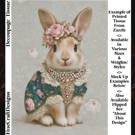 Storybook Rabbit in Floral Dress EV8R Decoupage Seidenpapier