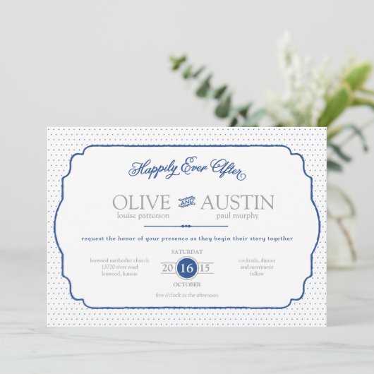 Storybook Romance Wedding Einladung (Stehend Vorderseite)