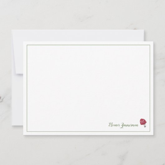 Storybook Rot und Grün Pilz Flat Note Card Einladung (Vorderseite)