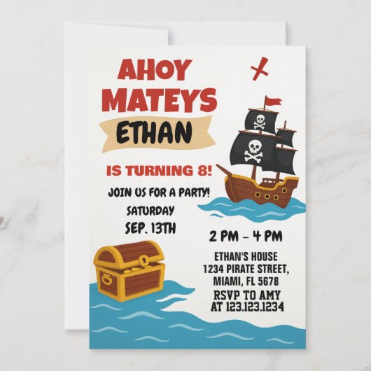 Storybook Schatzkarte Thema für Kinder Einladung (Vorderseite)