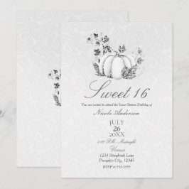 Storybook Silver White Pumpkin Fairy Tale Sweet 16 Einladung