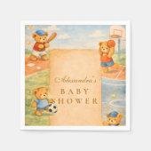 Storybook Sports Teddy Bears Baby Shower Serviette (Vorderseite)