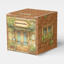 Storybook Style Cozy Cafe Brown Brick, Favor Box