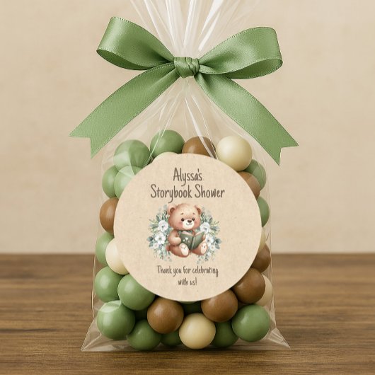 Storybook Teddy Bear Guest Gefallen Vielen Dank Runder Aufkleber