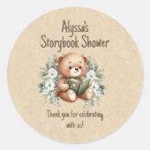 Storybook Teddy Bear Guest Gefallen Vielen Dank Runder Aufkleber (Vorderseite)