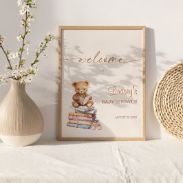 Storybook-Teddybär-Baby-Shower-Boho-Willkommen Poster