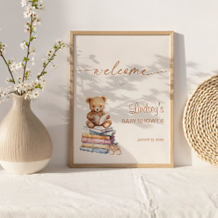 Storybook-Teddybär-Baby-Shower-Boho-Willkommen Poster