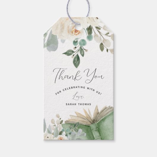 Storybook Themed Neues Kapitel Baby Dusche Geschenkanhänger (Vorderseite)