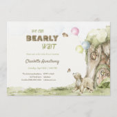 Storybook Treehouse Bearly Wait Baby Shower Einladung (Vorderseite)