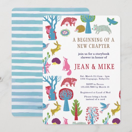 Storybook-WaldBabyparty-Einladung Einladung (Vorne/Hinten)