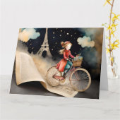 Storybook Watercolor Paris Fahrradtour Karte (Gelbe Blume)