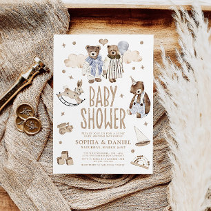 Storybook Whimsical Bears Joint Baby Shower Einladung