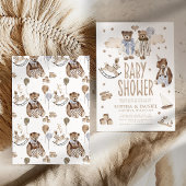 Storybook Whimsical Bears Joint Baby Shower Einladung