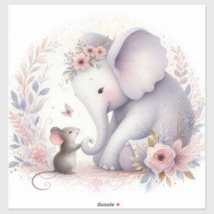 Storybook Woodland Babies Elefanten und Maus Aufkleber