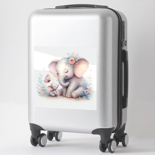 Storybook Woodland Babies Elephant und Baby Aufkleber (Koffer)