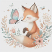 Storybook Woodland Babies Fox und Butterfly Aufkleber (Vorderseite)