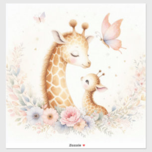 Storybook Woodland Babies Giraffe und Baby Aufkleber