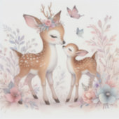 Storybook Woodland Babies Hirsche Liebe Aufkleber (Vorderseite)
