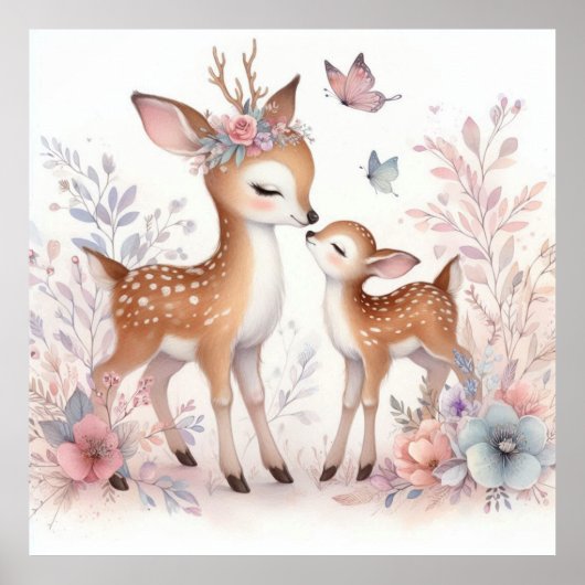 Storybook Woodland Babies Hirsche Liebe Poster (Vorne)