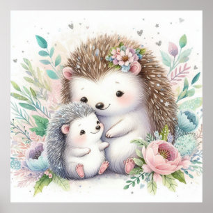 Storybook Woodland Babies Igel Liebe Poster