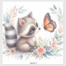 Storybook Woodland Babies Raccoon und Butterfly