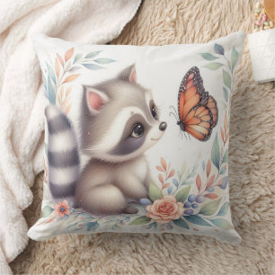 Storybook Woodland Babies Raccoon und Butterfly Kissen