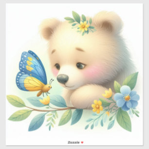 Storybook Woodland Babys Bären und Schmetterling Aufkleber