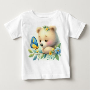 Storybook Woodland Babys Bären und Schmetterling Baby T-shirt