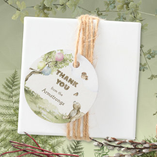 Storybook Woodland Bearly Wait Round Baby Shower Geschenkanhänger