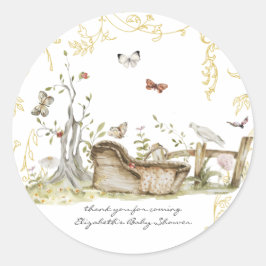 Storybook | Woodland Forest Baby Dusche Runder Aufkleber