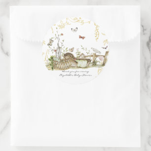Storybook   Woodland Forest Baby Dusche Runder Aufkleber