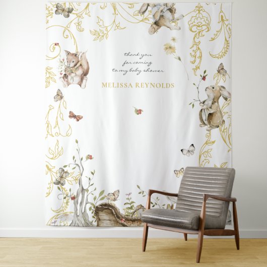 Storybook | Woodland Forest Baby Shower Wandteppich (Beispiel)