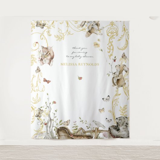 Storybook | Woodland Forest Baby Shower Wandteppich (Vorderseite)