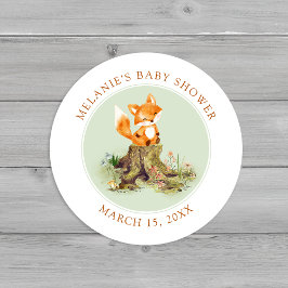 Storybook Woodland Fox Baby Dusche Umschlag Aufkle Runder Aufkleber