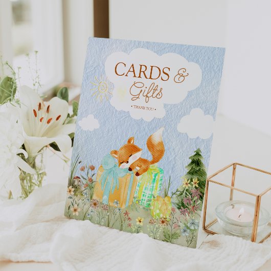 Storybook Woodland Fox Kinderduschkarten und Gesch Sockelschild